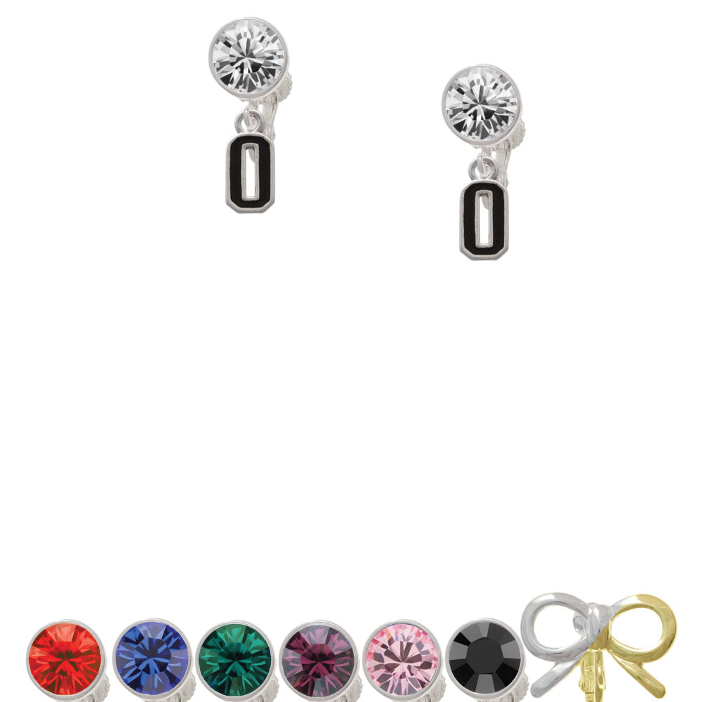 Black Number - 0 Crystal Clip On Earrings Image 1