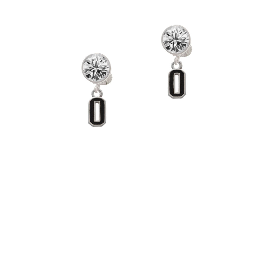 Black Number - 0 Crystal Clip On Earrings Image 2