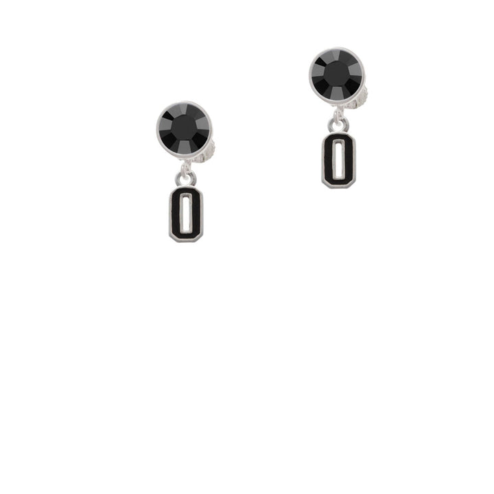 Black Number - 0 Crystal Clip On Earrings Image 3