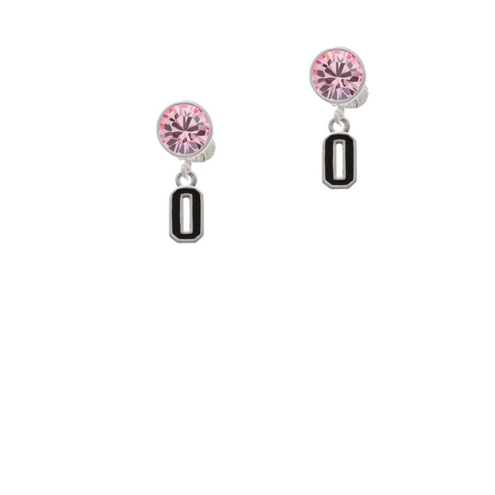 Black Number - 0 Crystal Clip On Earrings Image 4