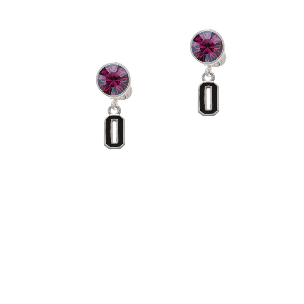 Black Number - 0 Crystal Clip On Earrings Image 8