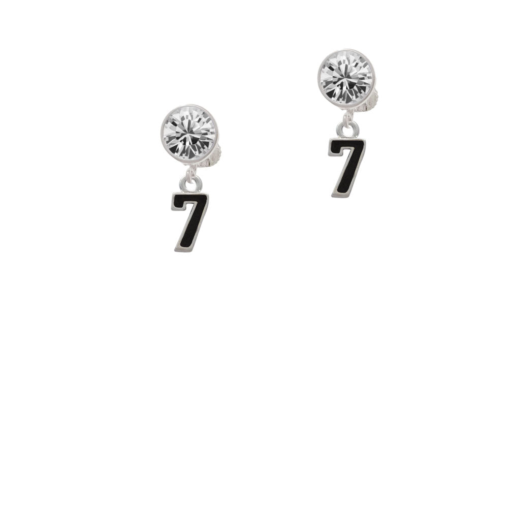 Black Number - 7 Crystal Clip On Earrings Image 2