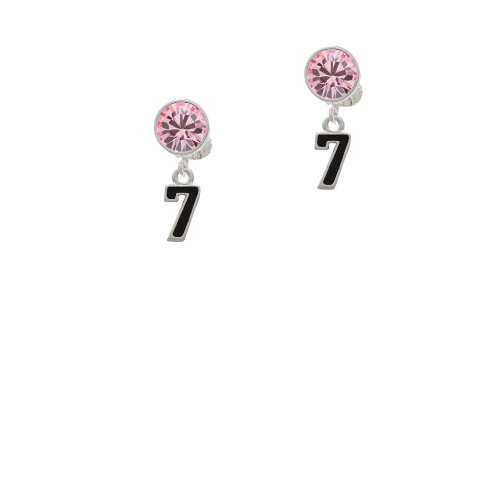 Black Number - 7 Crystal Clip On Earrings Image 4