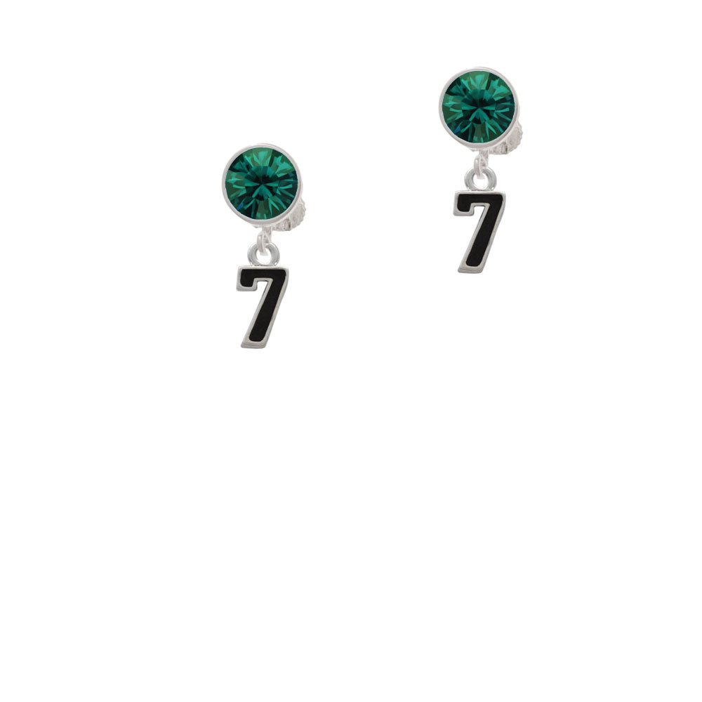 Black Number - 7 Crystal Clip On Earrings Image 6