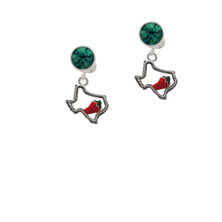 Texas Outline with Jalapeno Crystal Clip On Earrings Image 6