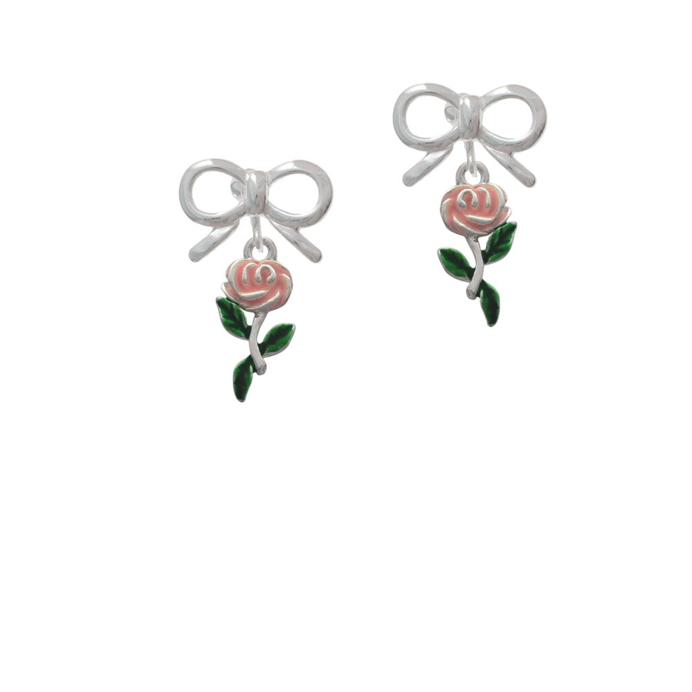 Pink Rose Flower Crystal Clip On Earrings Image 9