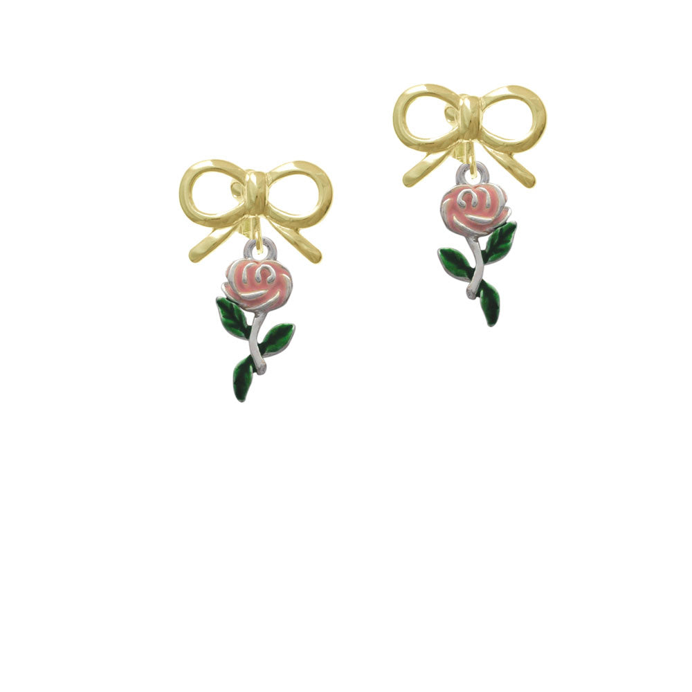 Pink Rose Flower Crystal Clip On Earrings Image 10