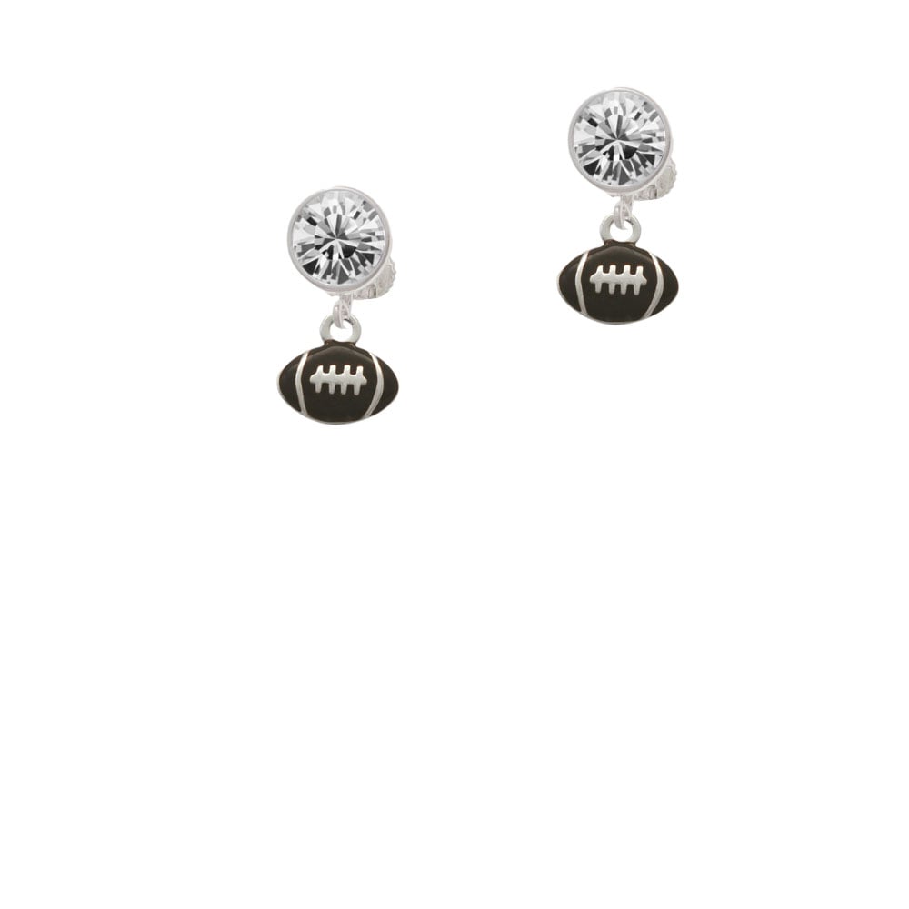 Mini Enamel Football Crystal Clip On Earrings Image 2