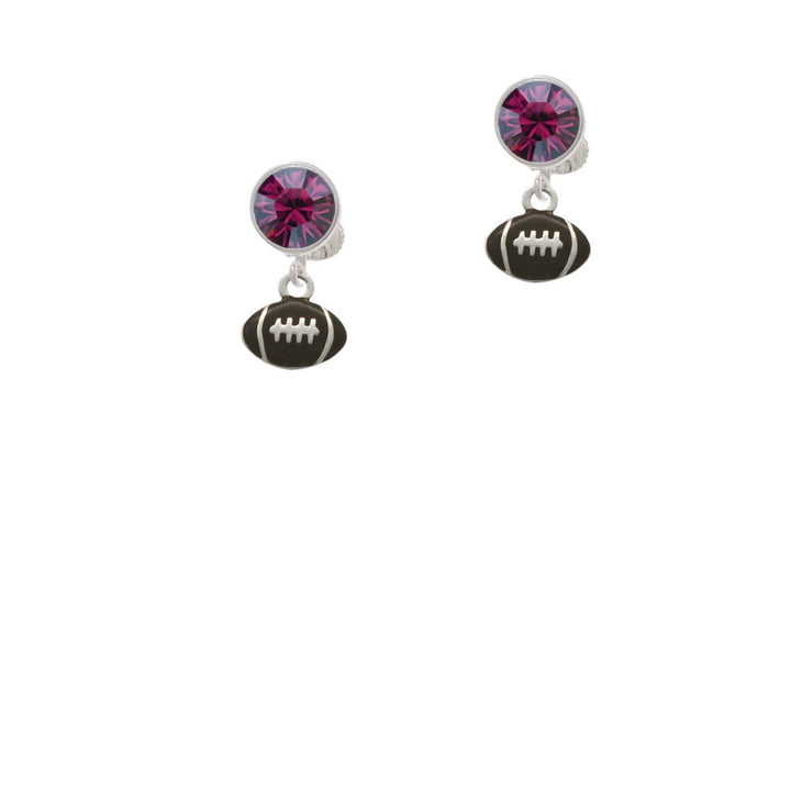 Mini Enamel Football Crystal Clip On Earrings Image 1