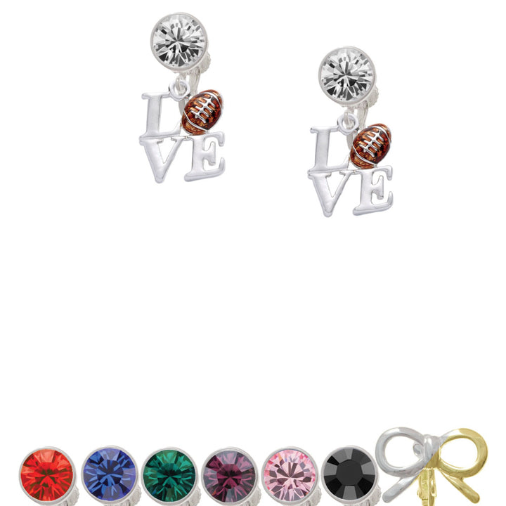 Love with Football Crystal Clip On Earrings Image 1