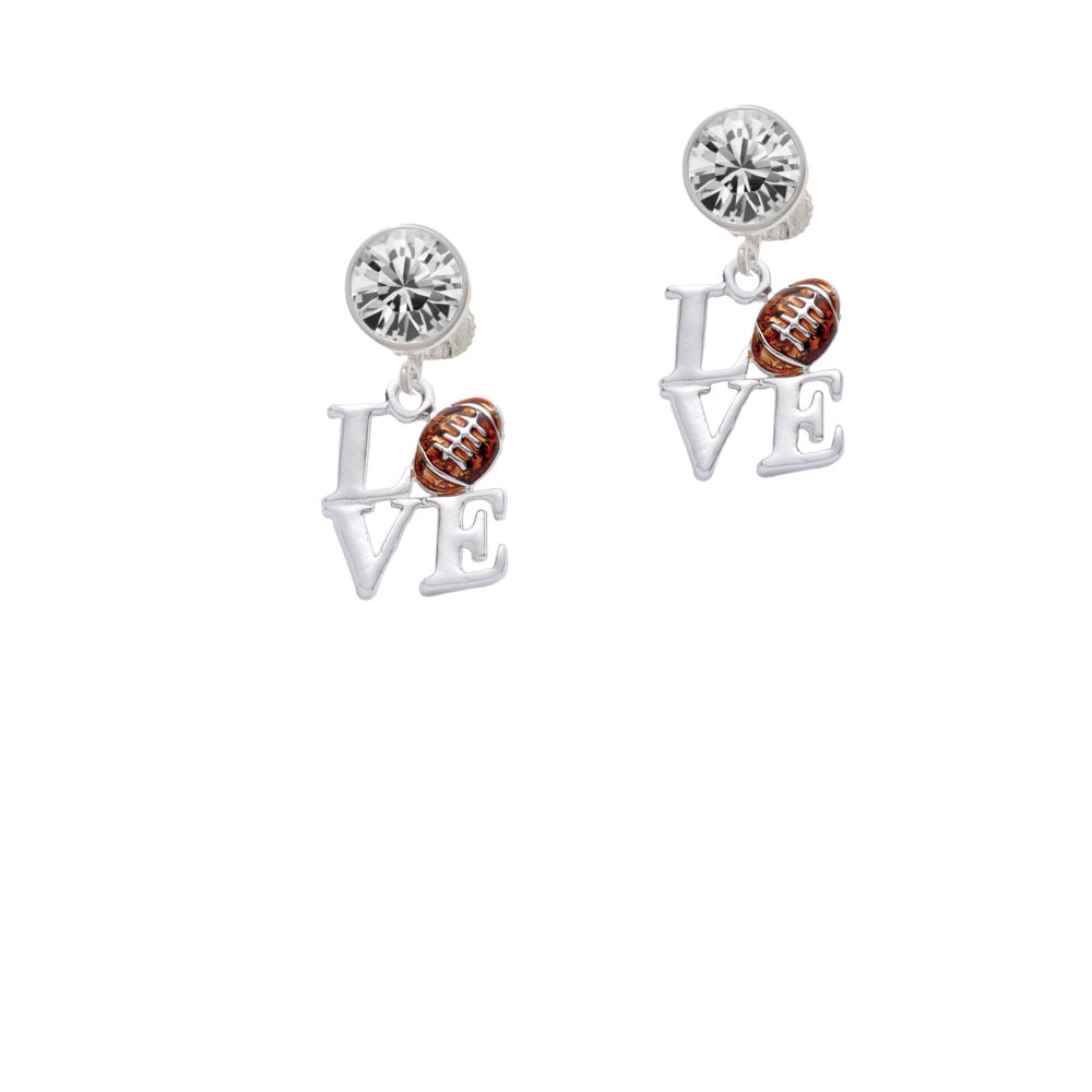 Love with Football Crystal Clip On Earrings Image 2