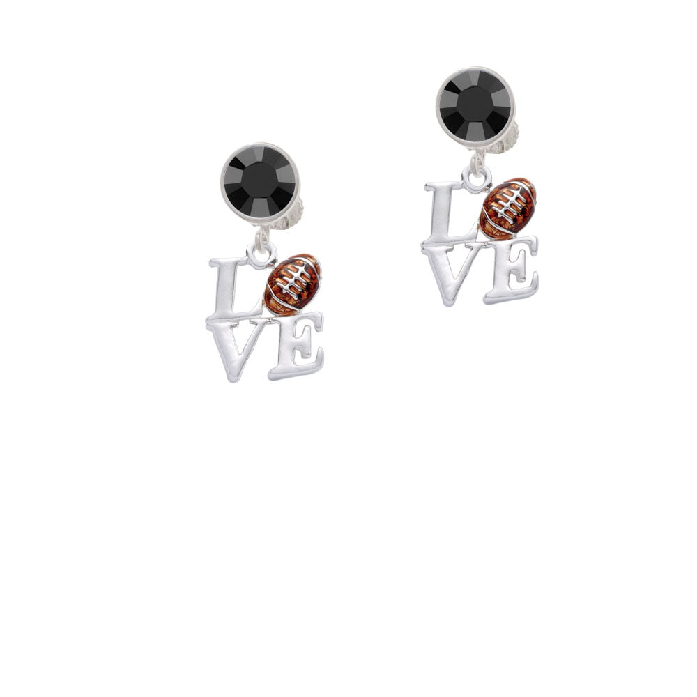 Love with Football Crystal Clip On Earrings Image 3