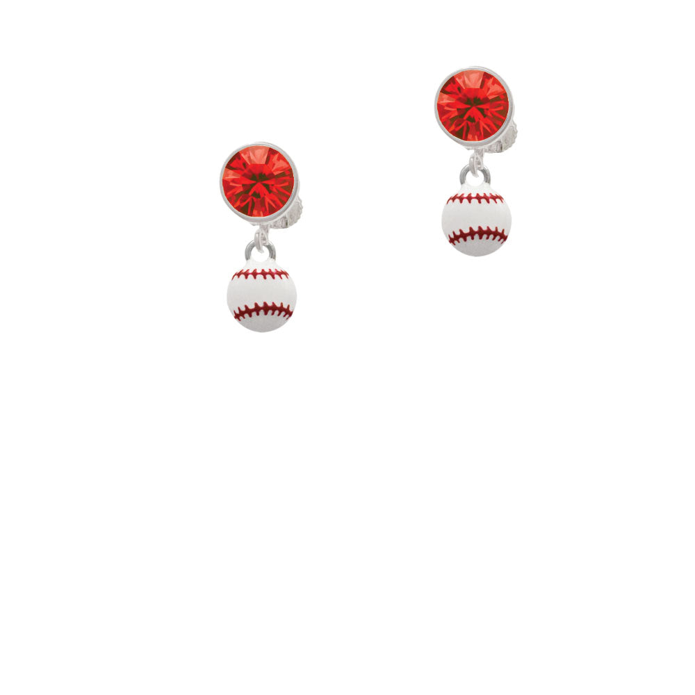 Mini Enamel Baseball Crystal Clip On Earrings Image 4