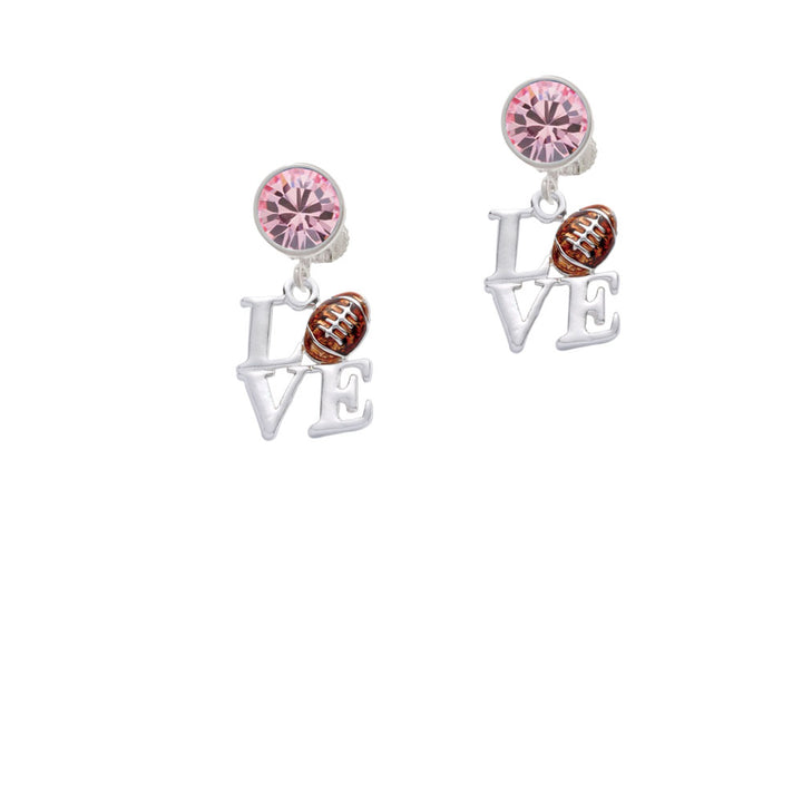 Love with Football Crystal Clip On Earrings Image 4