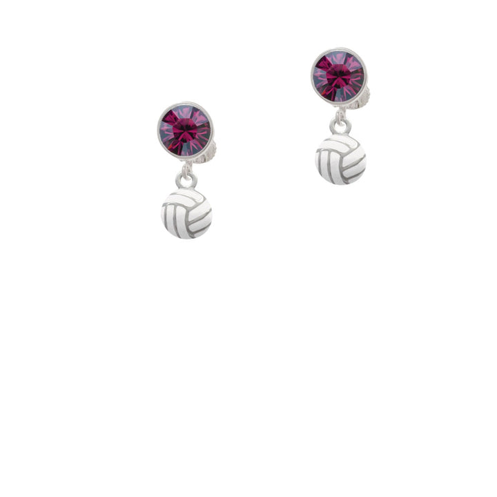 Mini Enamel Volleyball Crystal Clip On Earrings Image 8