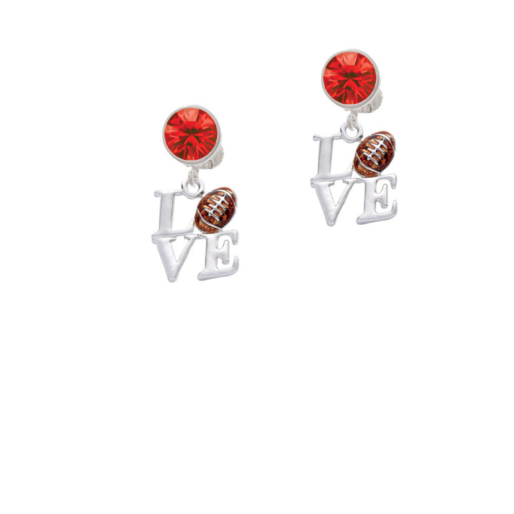 Love with Football Crystal Clip On Earrings Image 4