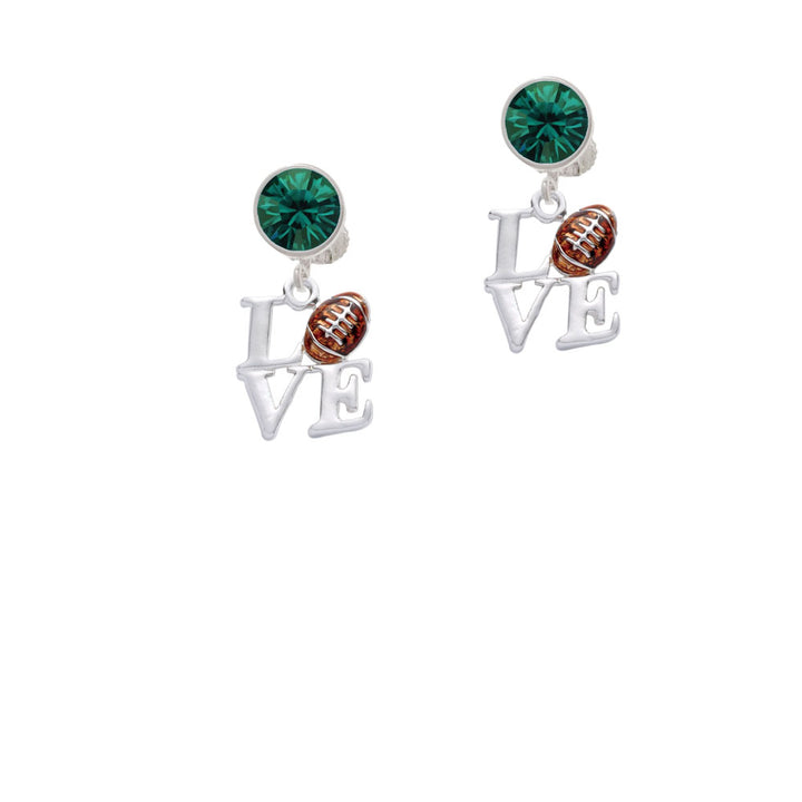 Love with Football Crystal Clip On Earrings Image 6