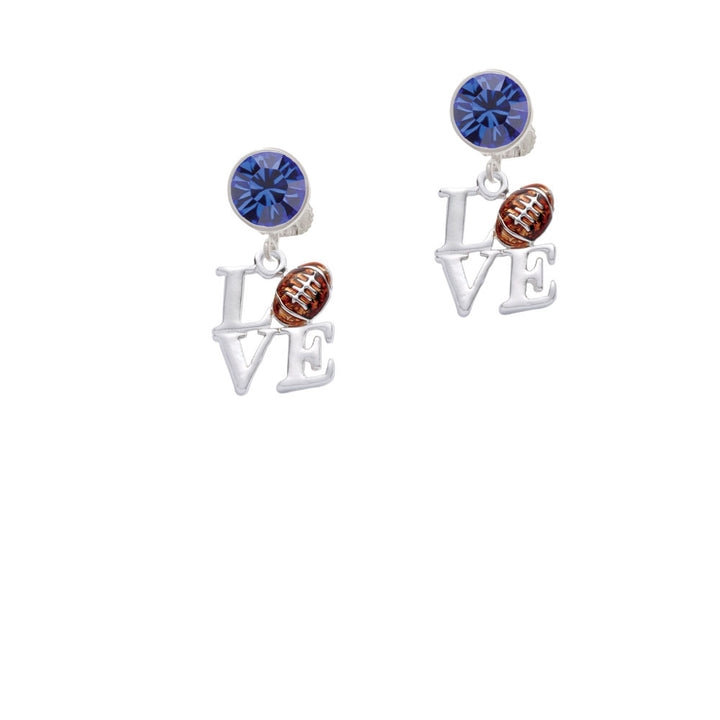 Love with Football Crystal Clip On Earrings Image 7