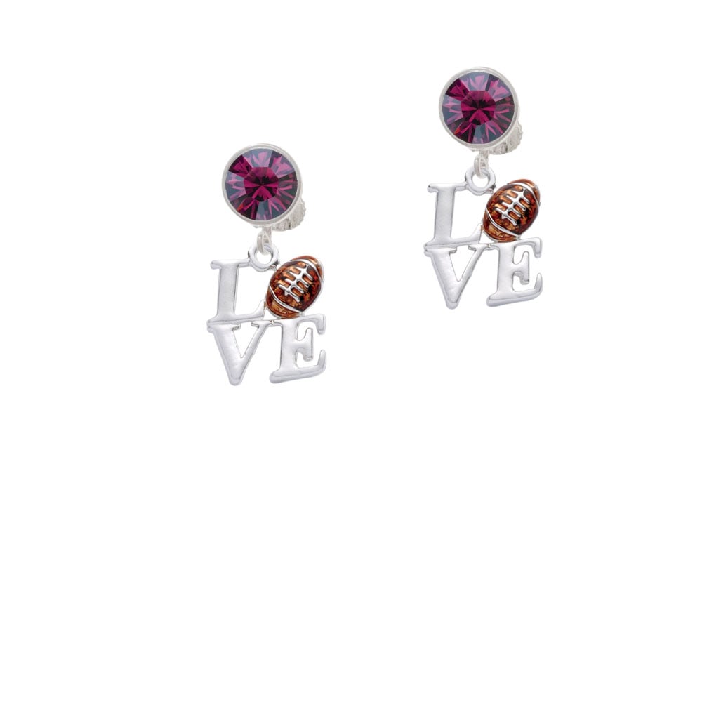 Love with Football Crystal Clip On Earrings Image 8