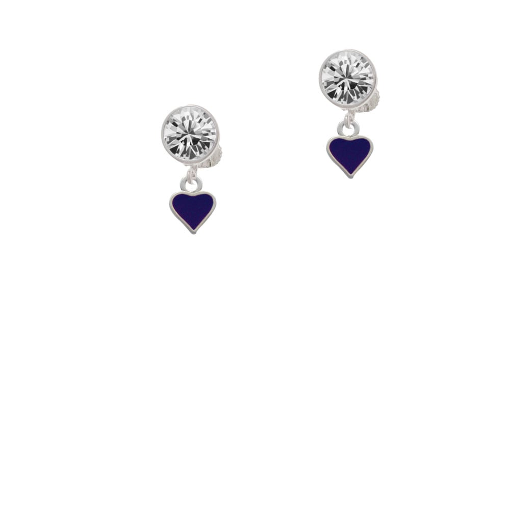 Mini Two Sided Purple Heart Crystal Clip On Earrings Image 2