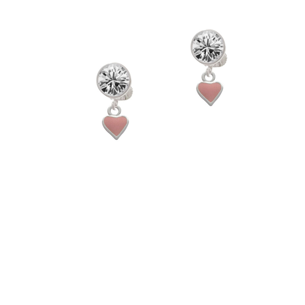 Mini Two Sided Pink Heart Crystal Clip On Earrings Image 2