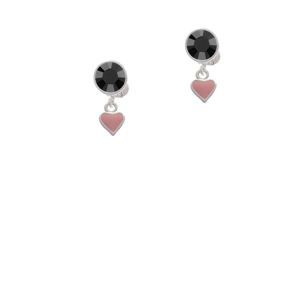 Mini Two Sided Pink Heart Crystal Clip On Earrings Image 3