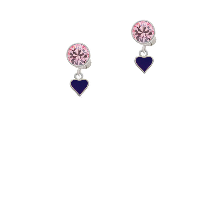 Mini Two Sided Purple Heart Crystal Clip On Earrings Image 4