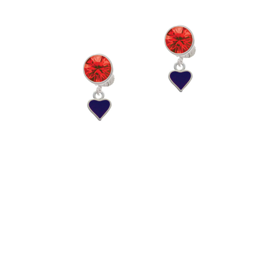 Mini Two Sided Purple Heart Crystal Clip On Earrings Image 4