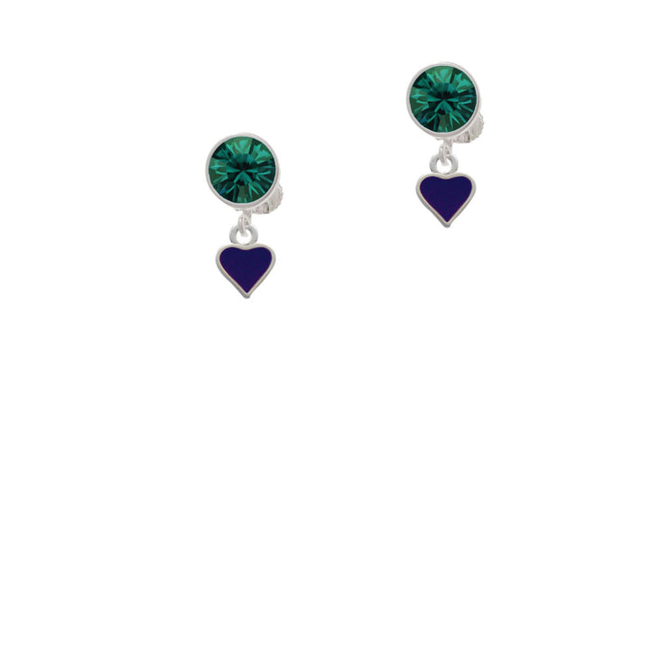 Mini Two Sided Purple Heart Crystal Clip On Earrings Image 6