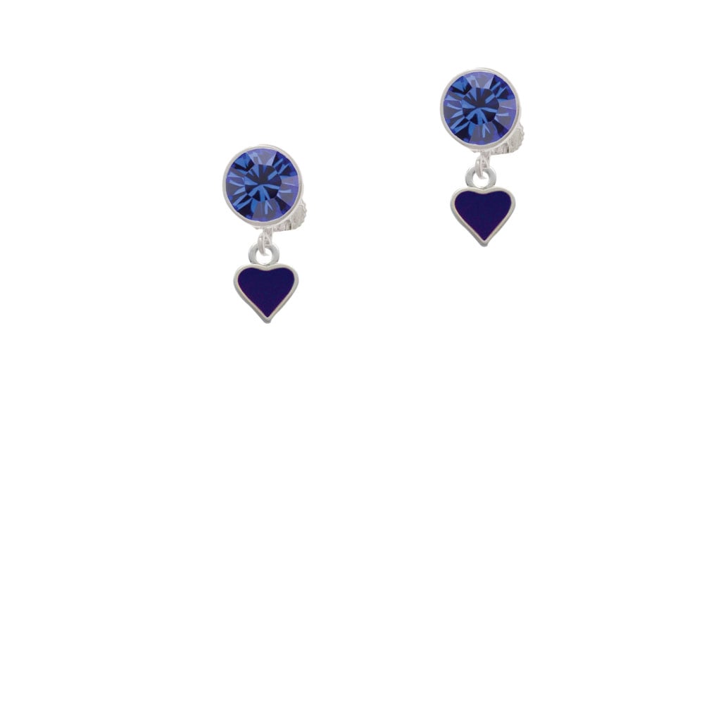 Mini Two Sided Purple Heart Crystal Clip On Earrings Image 7