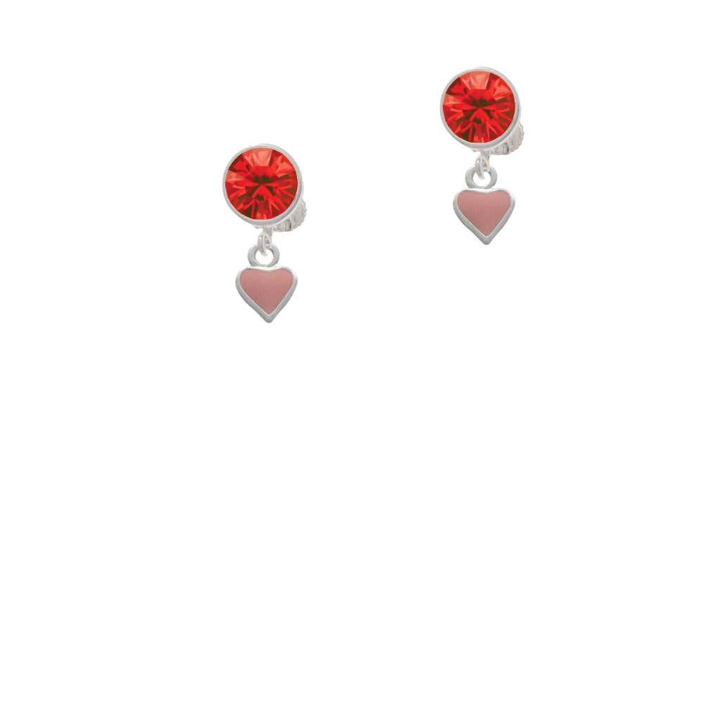 Mini Two Sided Pink Heart Crystal Clip On Earrings Image 4