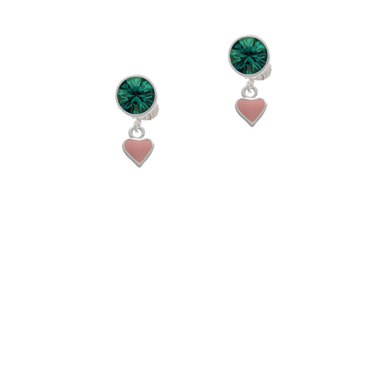 Mini Two Sided Pink Heart Crystal Clip On Earrings Image 6