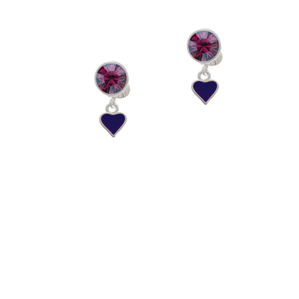 Mini Two Sided Purple Heart Crystal Clip On Earrings Image 8