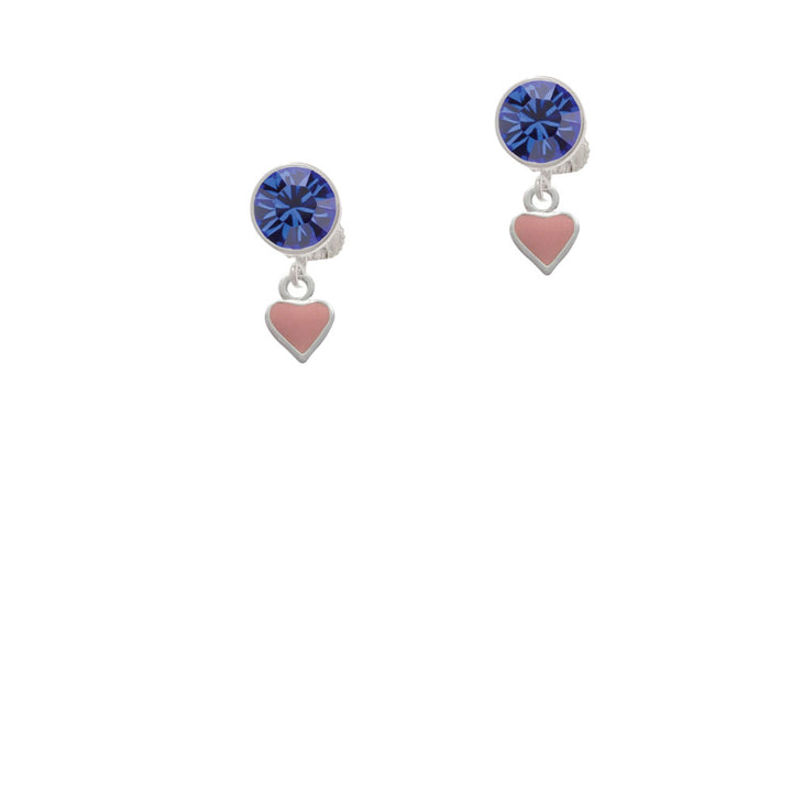 Mini Two Sided Pink Heart Crystal Clip On Earrings Image 7