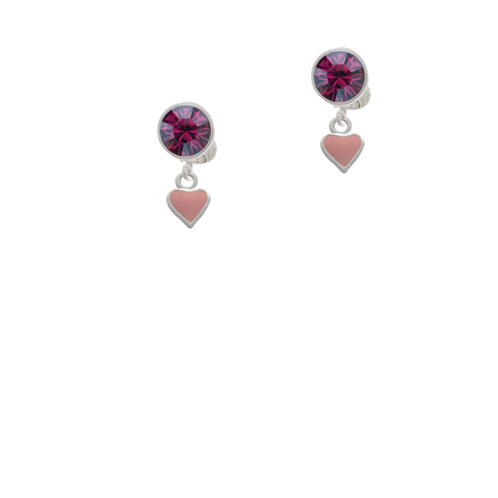 Mini Two Sided Pink Heart Crystal Clip On Earrings Image 8