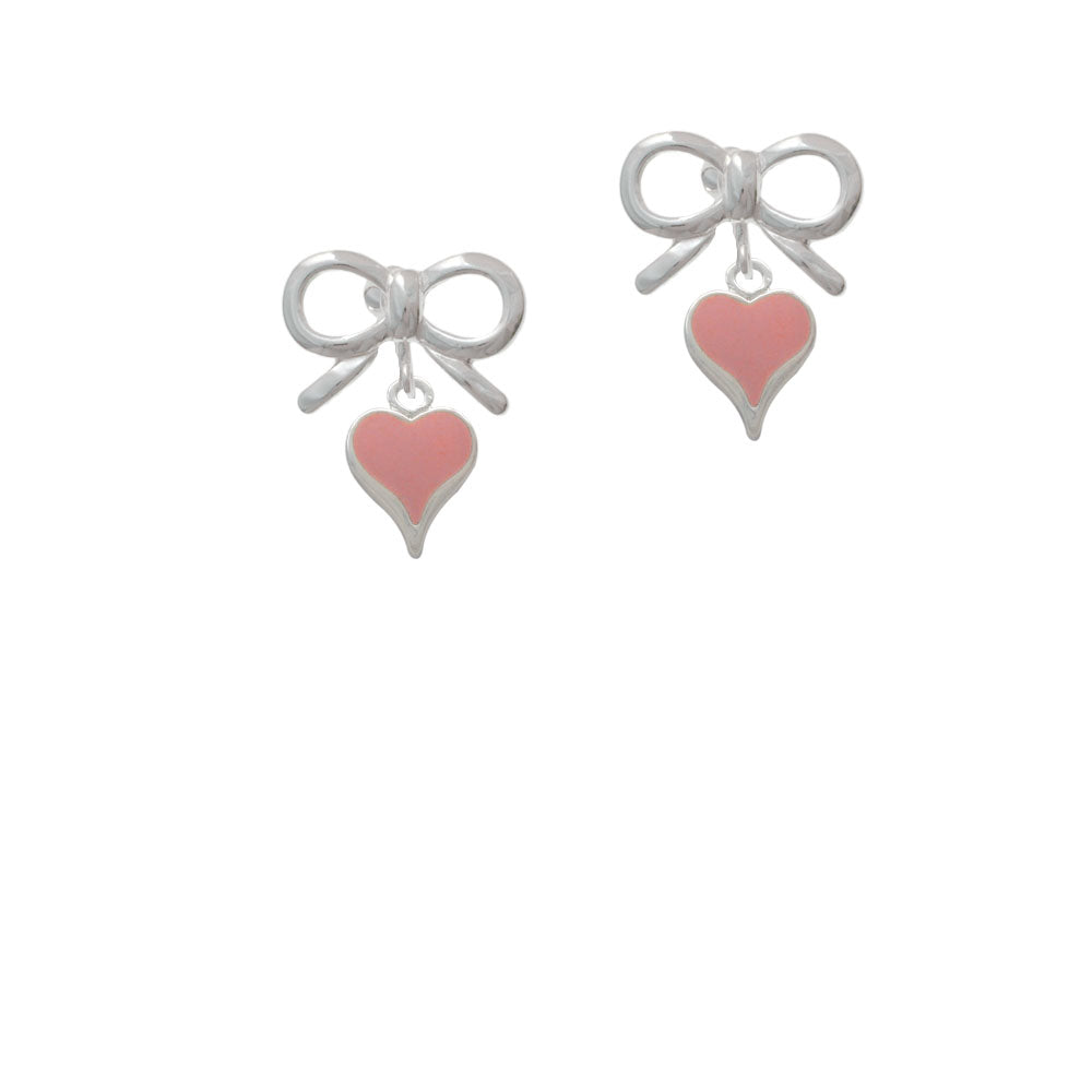 Small Long Pink Heart Crystal Clip On Earrings Image 9