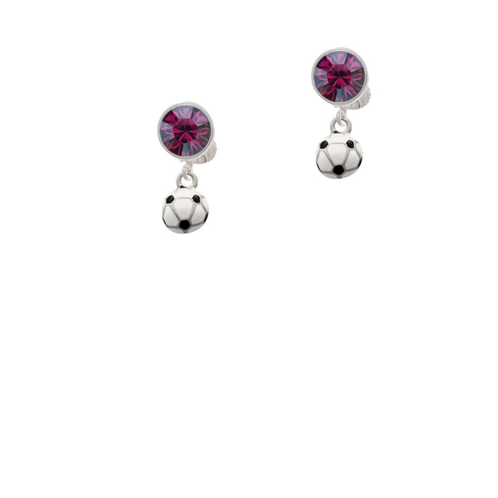 Mini Enamel Soccer ball Crystal Clip On Earrings Image 8