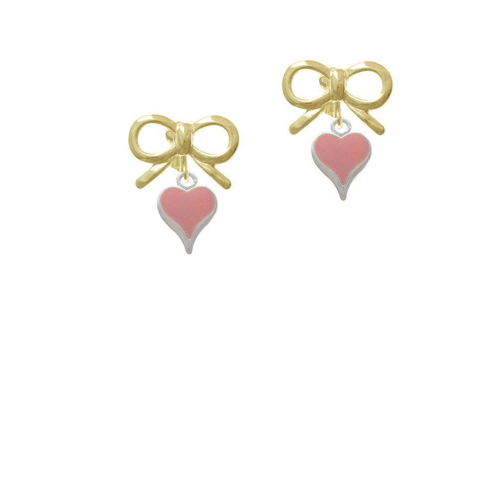 Small Long Pink Heart Crystal Clip On Earrings Image 10