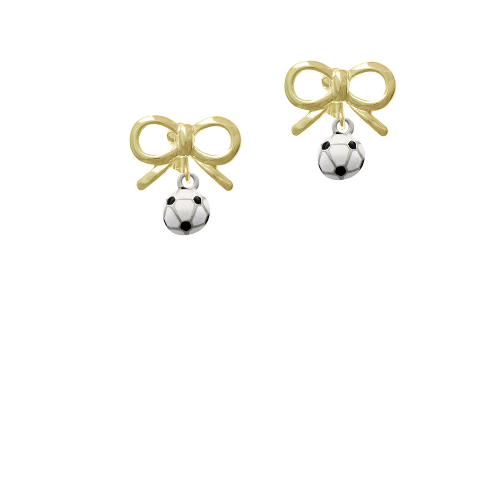 Mini Enamel Soccer ball Crystal Clip On Earrings Image 10