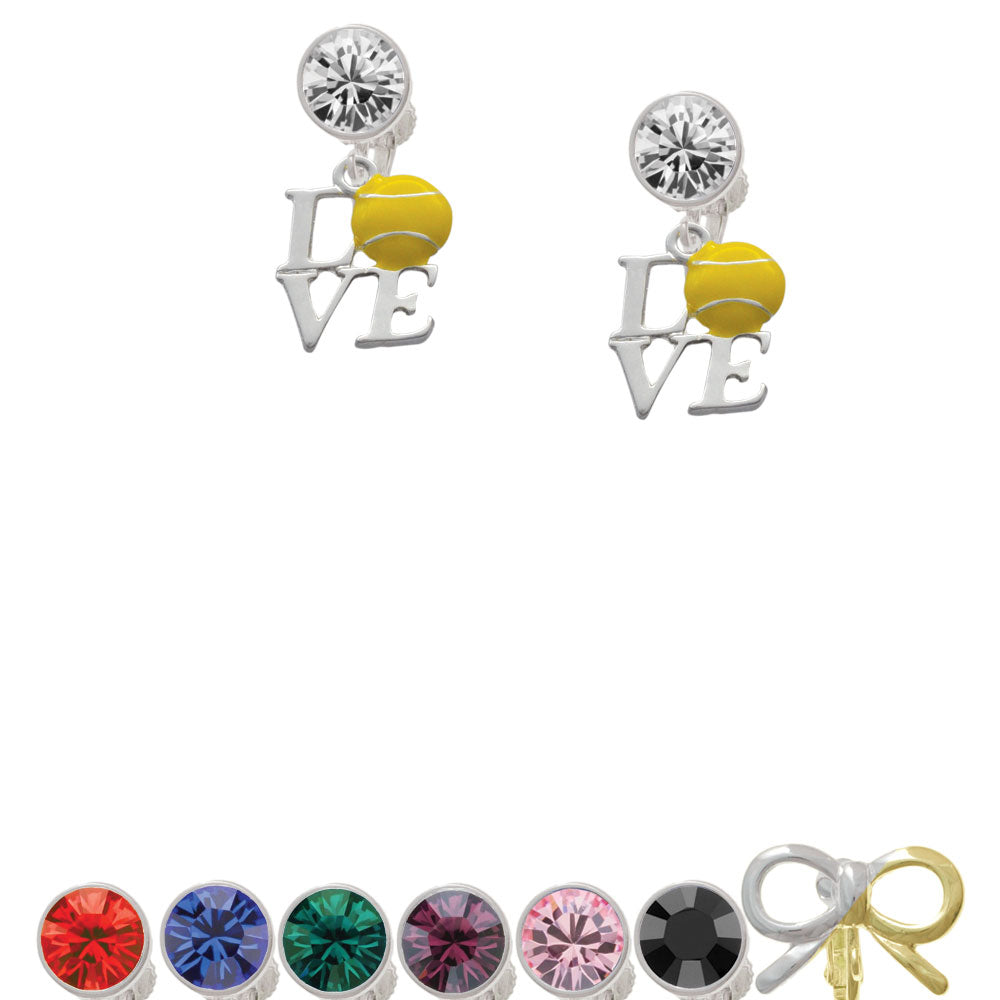 Love with Tennis Ball Crystal Clip On Earrings Image 1