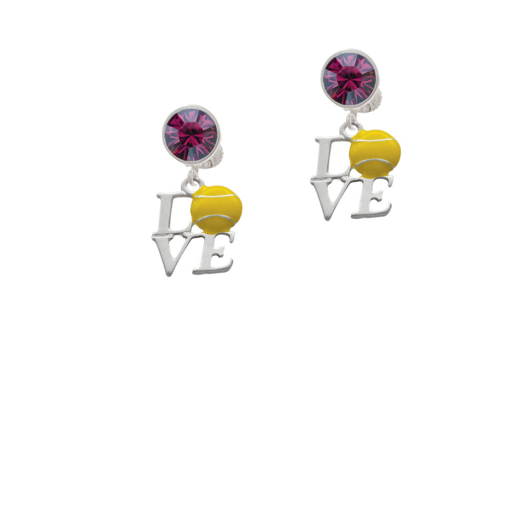 Love with Tennis Ball Crystal Clip On Earrings Image 8