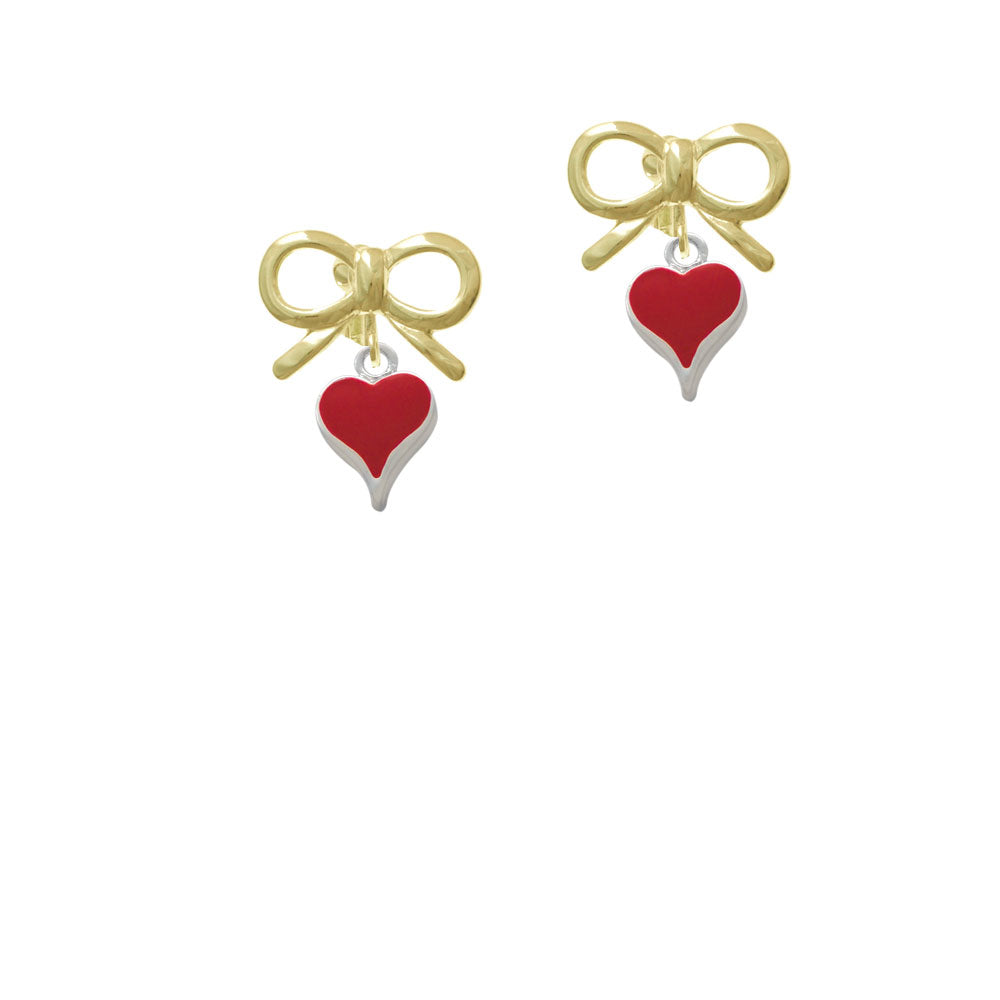 Small Long Red Heart Crystal Clip On Earrings Image 10