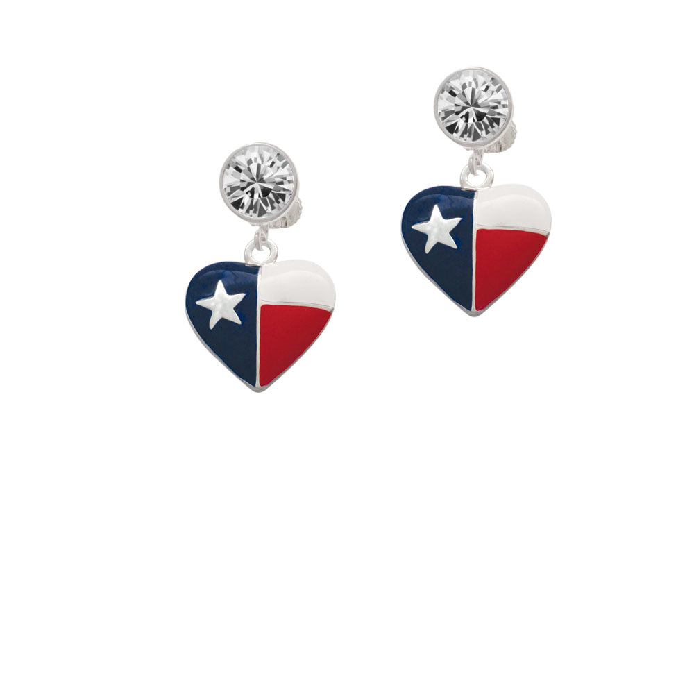 Texas Lone Star Heart Crystal Clip On Earrings Image 2