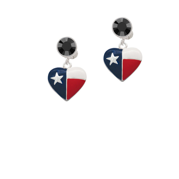 Texas Lone Star Heart Crystal Clip On Earrings Image 3