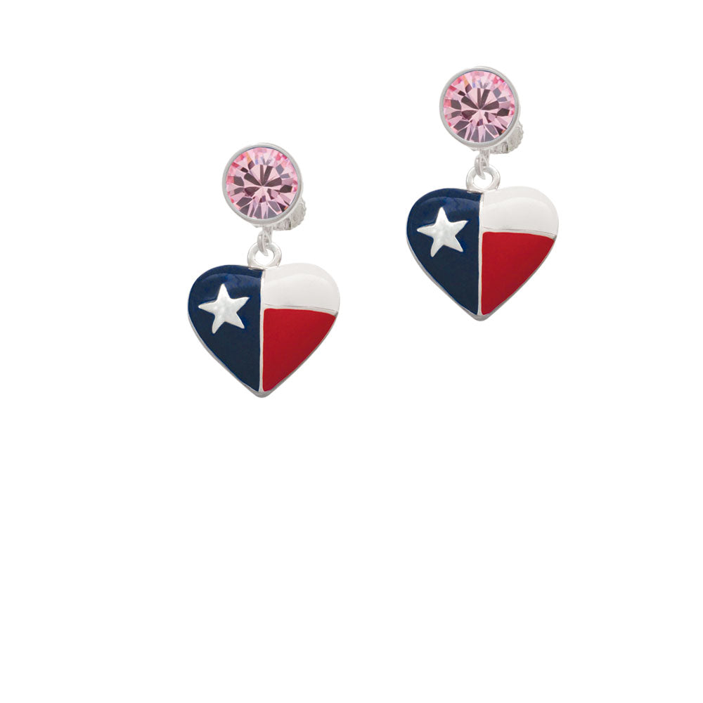 Texas Lone Star Heart Crystal Clip On Earrings Image 4