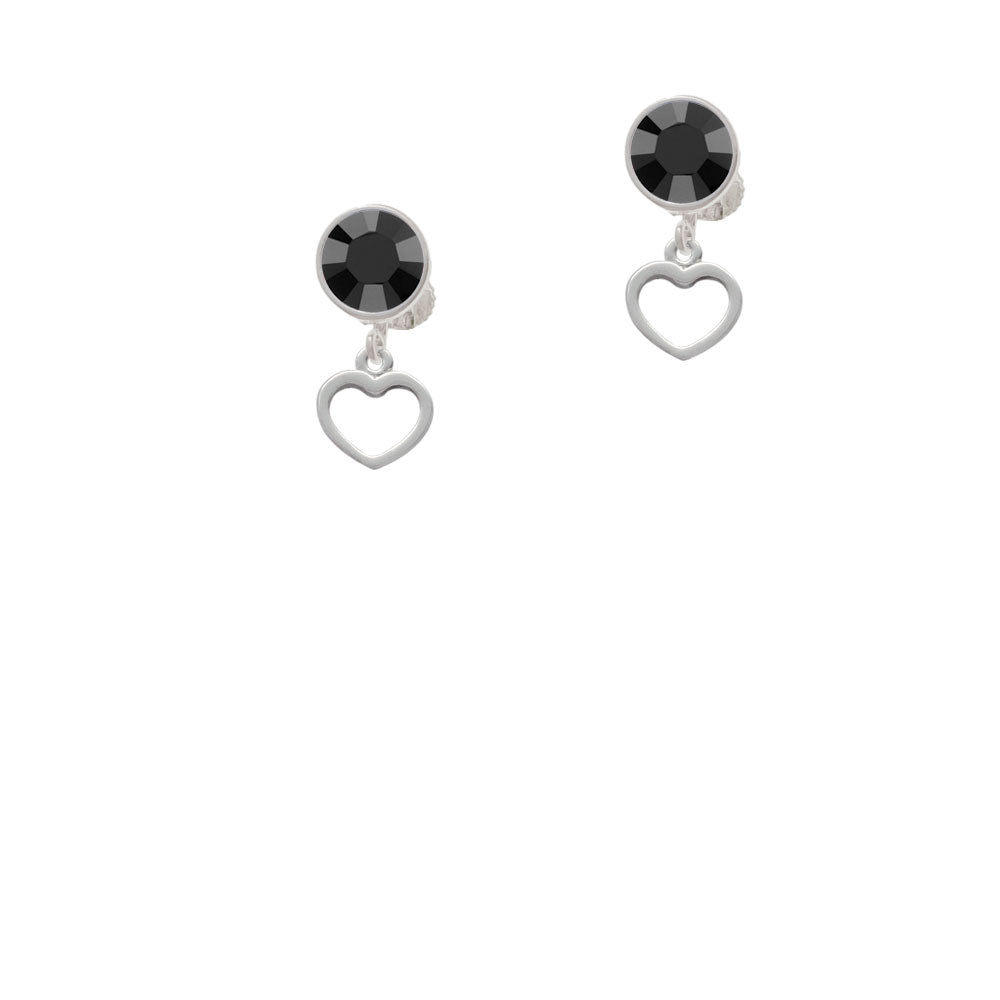 Mini Outline Heart Crystal Clip On Earrings Image 3