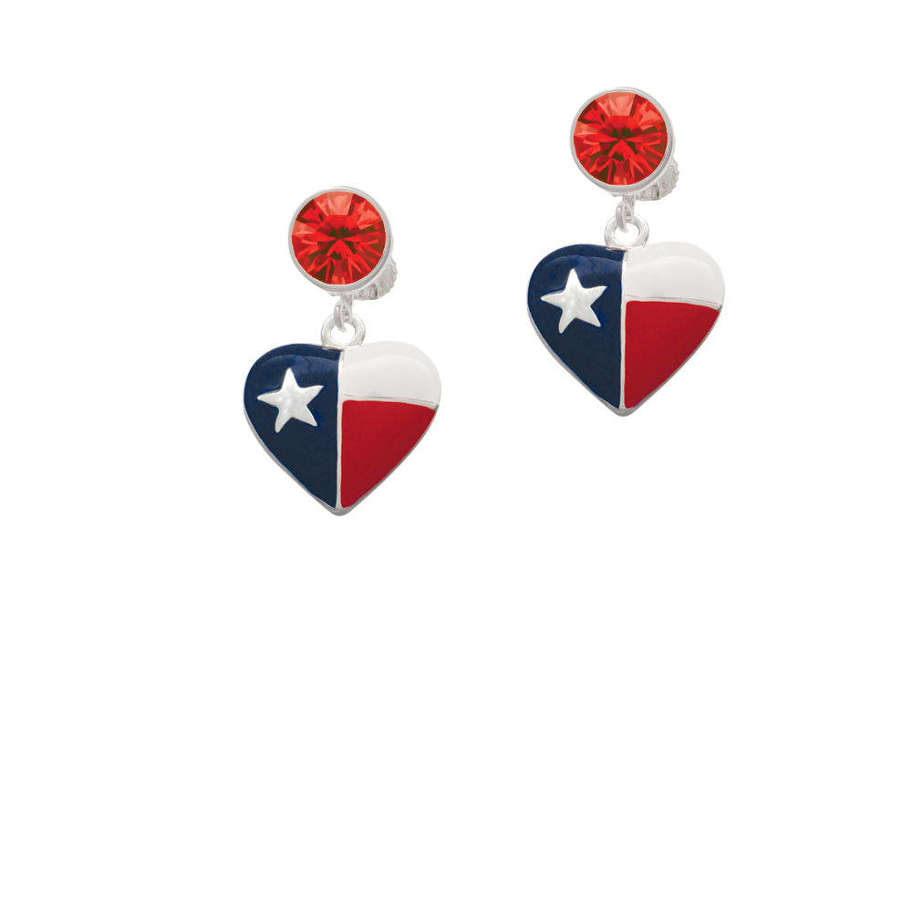 Texas Lone Star Heart Crystal Clip On Earrings Image 4