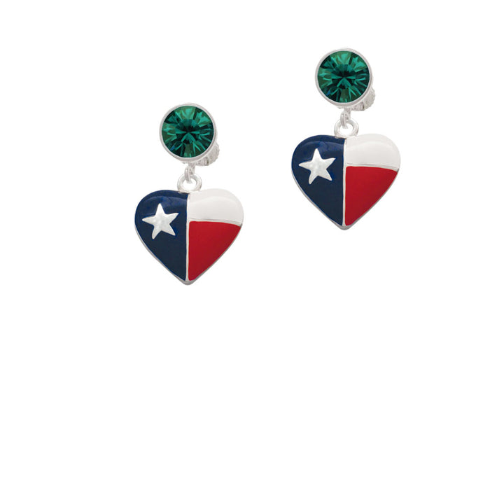 Texas Lone Star Heart Crystal Clip On Earrings Image 6