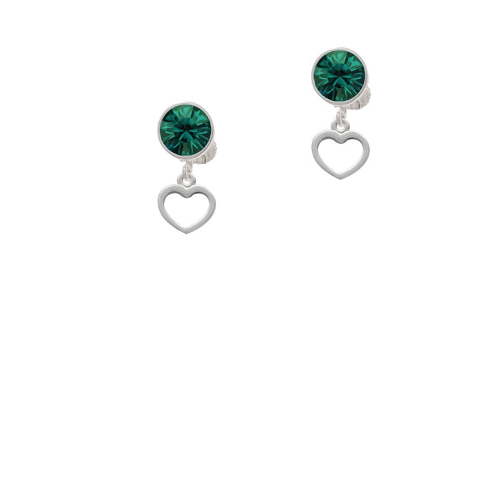 Mini Outline Heart Crystal Clip On Earrings Image 1