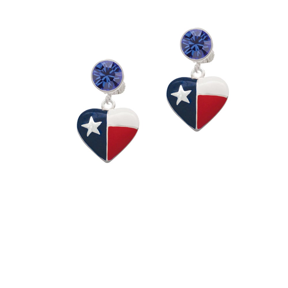 Texas Lone Star Heart Crystal Clip On Earrings Image 7